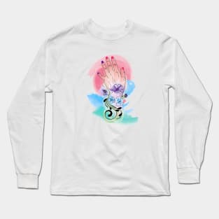 Female hand and flowers Long Sleeve T-Shirt